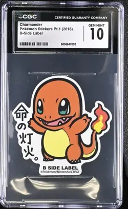 2018 B-Side Label Pokemon Stickers Charmander 10 Graded - Image 1
