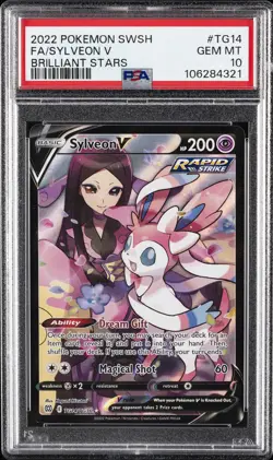 2022 POKEMON SWORD & SHIELD BRILLIANT STARS #TG14 FULL ART/SYLVEON V PSA 10 - Image 1