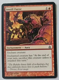 MTG Magic The Gathering Card Instill Furor Enchantment Aura Red City Of Guilds - Image 1
