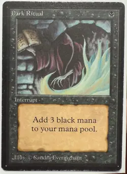 Vintage MTG Limited Edition Beta Dark Ritual Magic the Gathering Card LP - Image 1