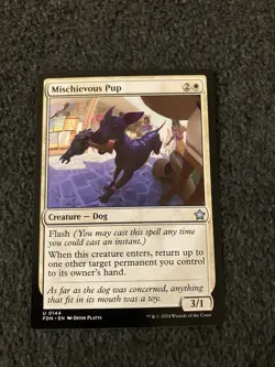 Magic The Gathering MTG - Mischievous Pup - FDN - Image 1