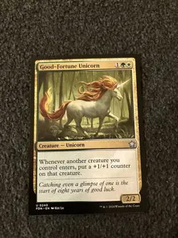 Magic The Gathering MTG - Good-Fortune Unicorn - FDN - Image 1