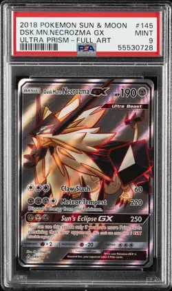 2018 POKEMON SUN & MOON ULTRA PRISM #145 FULL ART/DUSK MANE NECROZMA GX PSA 9 - Image 1