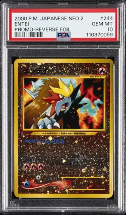2000 POKEMON JAPANESE NEO 2 PROMO REVERSE FOIL #244 ENTEI PSA 10 - Image 1