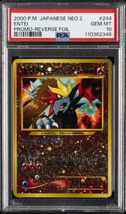 2000 POKEMON JPN NEO 2 PROMO REVERSE FOIL #244 ENTEI PSA 10 - Image 1