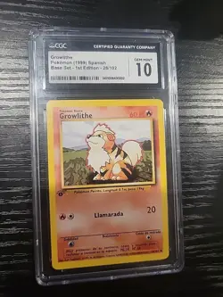 CGC 10 Pokemon Base Set 1st Edition 1999 SPANISH Growlithe 28/102 - Image 1