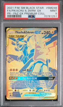 2021 POKEMON SM BLACK STAR PROMO #SM248 FULL ART/PIKACHU & ZEKROM GX PSA 9 - Image 1