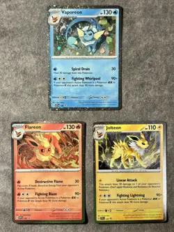 Pokemon TCG: Prismatic Evolutions Promo Vaporeon Flareon Jolteon Set of 3 - Image 1