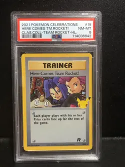 2021 POKEMON CELEBRATIONS CLASSIC COLLECTION HERE COMES TEAM ROCKET!-HOLO PSA 8 - Image 1