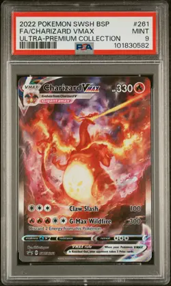 2022 POKEMON SWSH BLACK STAR PROMO #261 FULL ART/CHARIZARD VMAX PSA 9 - Image 1