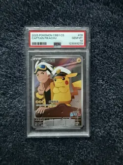 2025 POKEMON SIMPLIFIED CHINESE CBB1 C-GEM PACK VOL 1 #09 CAPTAIN PIKACHU PSA 10 - Image 1