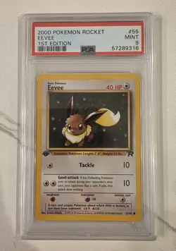 PSA 9 Eevee - 55/82 - 2000 Pokemon Rocket 1st Edition Mint WOTC Graded Card - Image 1