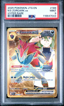 PSA 9 - 2025 POKEMON JTG EN-JOURNEY TOGETHER 189 N'S ZOROARK EX HYPER RARE (EN) - Image 1