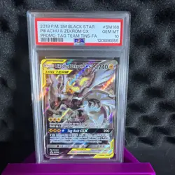 2019 POKEMON SM BLACK STAR PROMO #SM168 FULL ART/PIKACHU & ZEKROM GX PSA 10 - Image 1