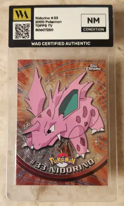 WAG Certified Nm Pokemon Card NIDORINO #33 TOPPS Holo Vintage TCG - Image 1