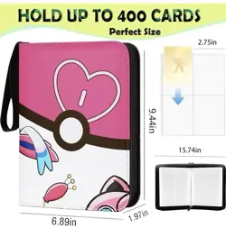 Pokemon TCG Pink White Sylveon Zip Up 55 pages Holds 440 Card Binder TCGAMES - Image 3