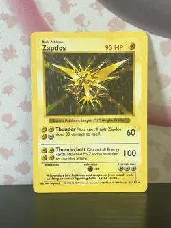 Pokemon TCG Zapdos 016/102 Base Set (Shadowless) Holo Card WOTC 1999 HP - Image 1