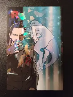 Giovanni & Mewtwo In Lab Rocket Team Card Database Cracked Ice Holo NM/MT Rare - Image 1