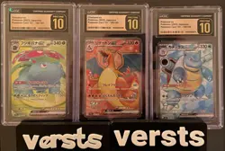 CGC PRISTINE 10 Charizard Venusaur Blastoise ex SR Set Pokemon Card 151 Japanese - Image 1