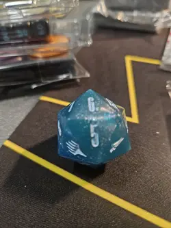 MTG Final Fantasy: GIFT Bundle Crystal Blue Oversized D20 Die Spin Down Counter - Image 1