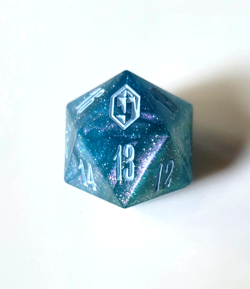 MTG Final Fantasy: GIFT Bundle Crystal Blue Oversized D20 Die Spin Down Counter - Image 1
