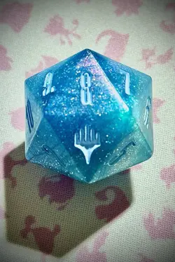 MTG Final Fantasy: GIFT Bundle Crystal Blue Oversized D20 Die spin down counter - Image 1