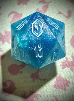 MTG Final Fantasy: GIFT Bundle Crystal Blue Oversized D20 Die spin down counter - Image 2