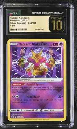 Pokemon CGC 10 PRISTINE Radiant Alakazam 059/195 Silver Tempest - Image 1