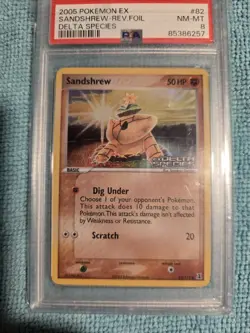 SANDSHREW Pokemon TCG Card EX DELTA SPECIES Set 82/113 Reverse Holo psa 8 - Image 1