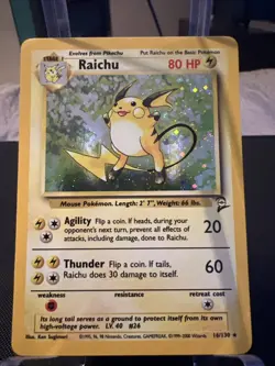 Raichu (Base Set 2 16/130) - Very Light Play VLP Pokemon Card with *SWIRL* - Image 1
