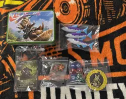 Bloomburrow Beadle & Grimm mtg counters, life counter, dice, tin, fish tokens - Image 1