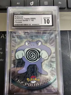 Poliwrath 2000 Topps Chrome Pokemon T.V. Animation #62 CGC 10 - Image 1