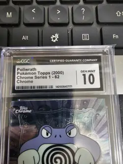 Poliwrath 2000 Topps Chrome Pokemon T.V. Animation #62 CGC 10 - Image 3