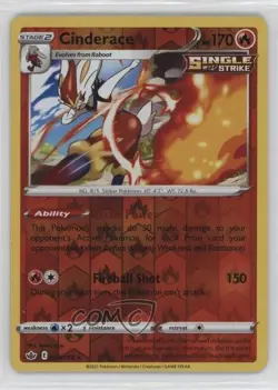 Cinderace Reverse Foil Pokemon Sword & Shield Chilling Reign #028 0d7t - Image 1