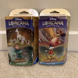 Disney Lorcana Into Inklands TCG Card Game Lot 2 Starter Deck Amber Emerald Ruby - Image 1