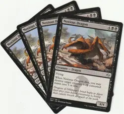 ✪ 4 MAGIC: The Gathering NOXIOUS DRAGON Black Creature MTG PLAYSET *Creature - Image 1