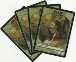 ✪ 4 MAGIC The Gathering WOLF Green Tokens Creature MTG PLAYSET ZEN/EN 2009 - Image 1