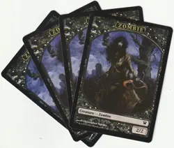 ✪ 4 MAGIC The Gathering ZOMBIE Black Creature Tokens 2011 MTG ISD PLAYSET ENGLISH - Image 1