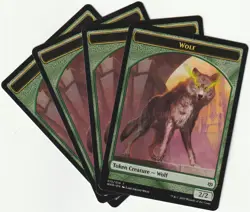 ✪ 4 MAGIC The Gathering WOLF Green Token Creature MTG PLAYSET WAR/EN 2019 - Image 1