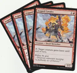 ✪ 4 MAGIC: The Gathering AXEGARD CAVALRY Red Creature MTG PLAYSET *Creature - Image 1