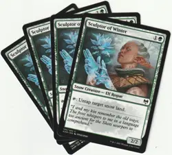 ✪ 4 MAGIC: The Gathering SCULPTOR OF WINTER Green Snow Creature MTG PLAYSET - Image 1