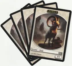 ✪ 4 MAGIC The Gathering GOAT White Token Creature MTG PLAYSET M14/EN 2013 - Image 1