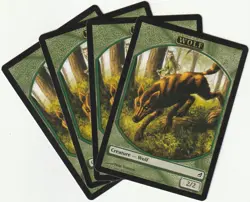 ✪ 4 MAGIC The Gathering WOLF Green Token Creature MTG PLAYSET LRW/EN 2007 - Image 1