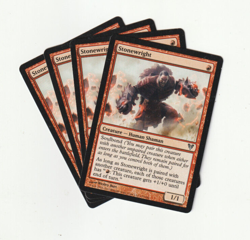 ✪ 4 MAGIC: The Gathering STONEWRIGHT Creature MTG PLAYSET *Red *Human*Shaman - Image 1