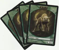 ✪ 4 MAGIC The Gathering WOLF Green Token Creature MTG PLAYSET M14/EN 2013 - Image 1