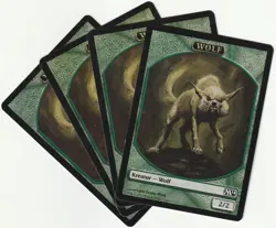 ✪ 4 MAGIC The Gathering WOLF Green Token Creature MTG PLAYSET M14/DE 2013 - Image 1