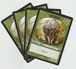✪ 4 Magic: The Gathering Rhino Creature Token Green | MTG | TRAMPLE | GRUN - Image 1