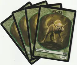 ✪ 4 MAGIC The Gathering WOLF Green Tokens Creature MTG PLAYSET M10/EN 2009 - Image 1