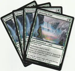✪ 4 MAGIC: The Gathering GLITTERING FROST Green Snow Enchantment MTG PLAYSET - Image 1