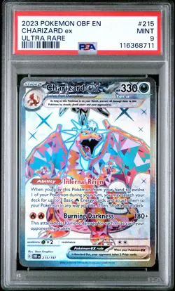 2023 POKEMON OBF EN-OBSIDIAN FLAMES ULTRA RARE #215 CHARIZARD EX PSA 9 - Image 1